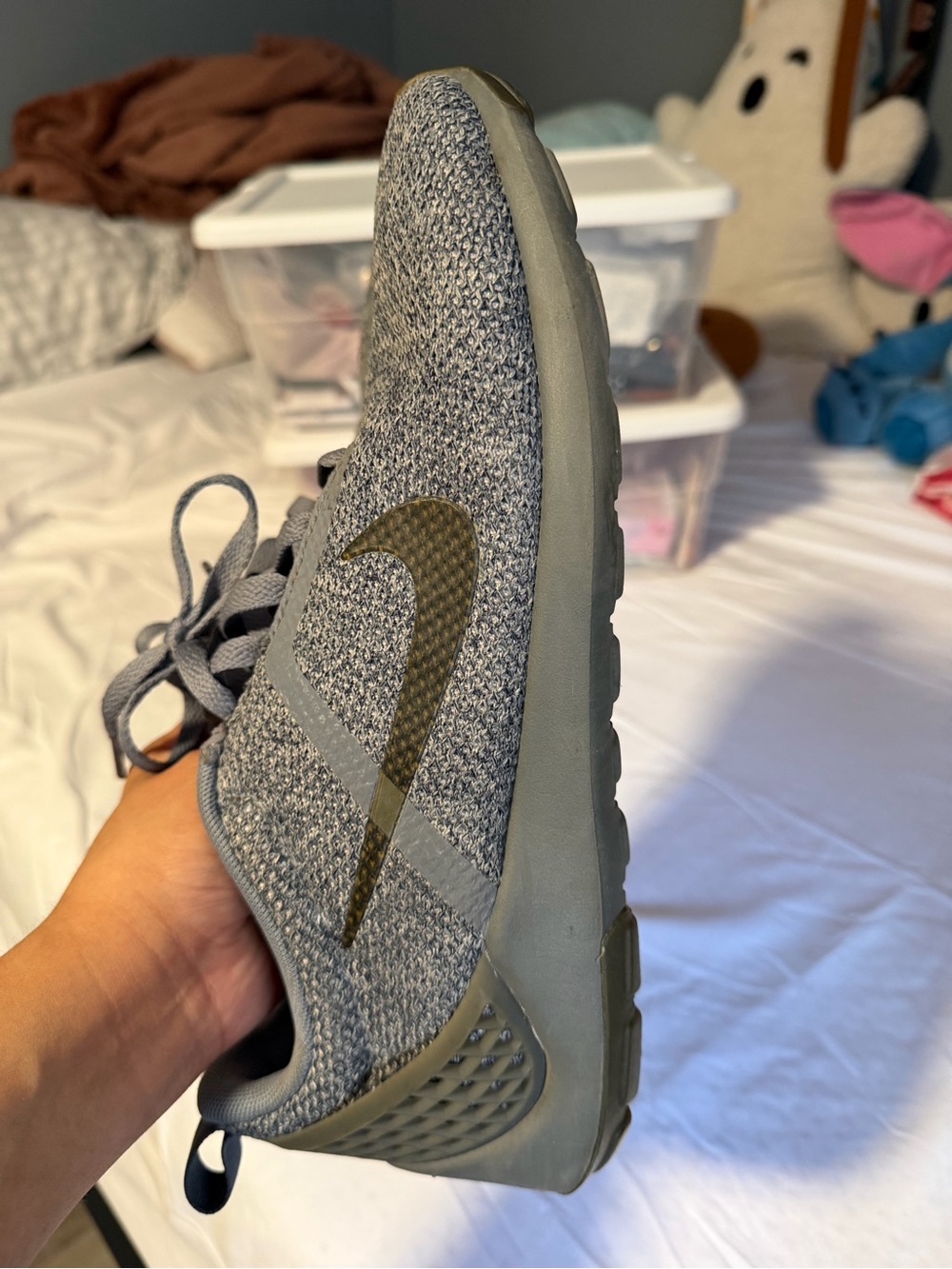 Nike Men’s Grey Knit Athletic Sneakers - Picture 5 of 10